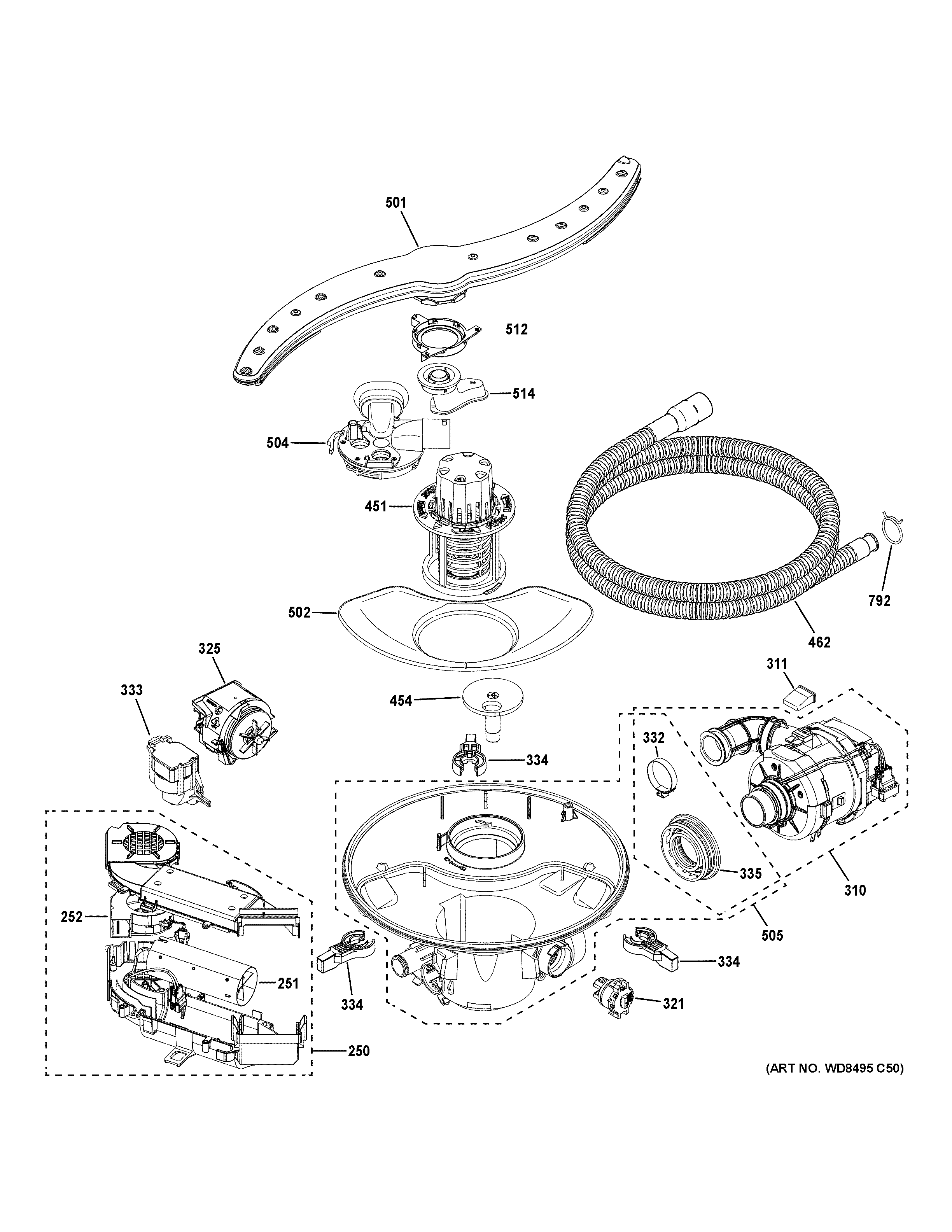 Motor, sump & filter assembly