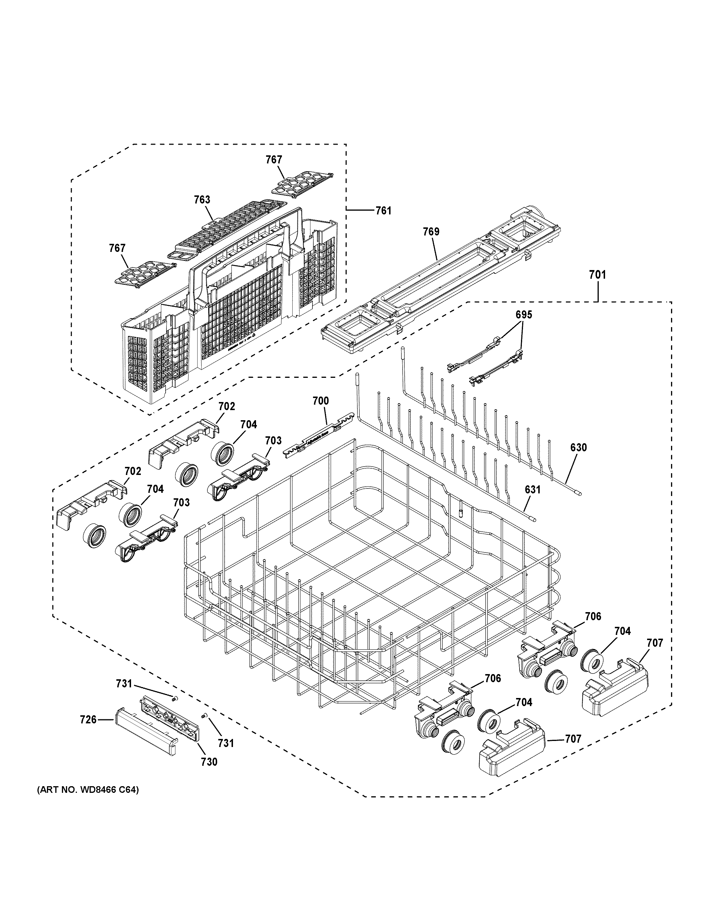 Lower rack assembly