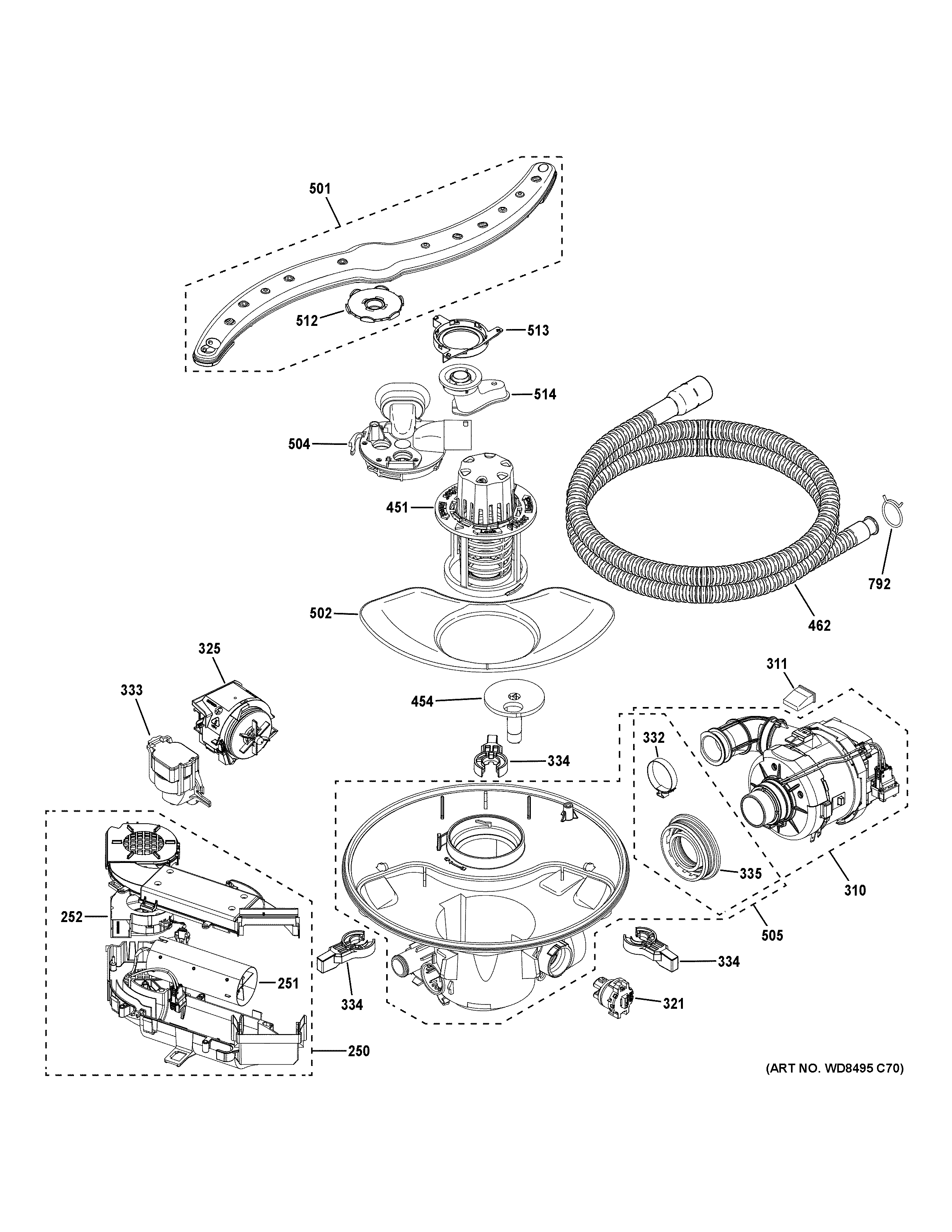 Motor, sump & filter assembly