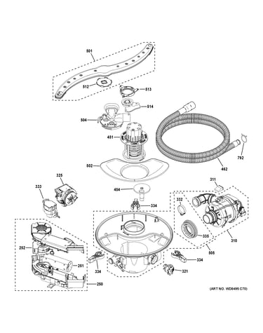 Motor, sump & filter assembly