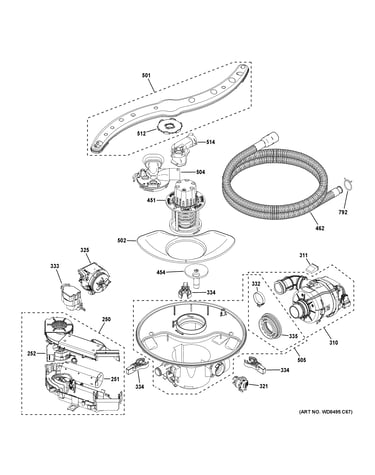 Motor, sump & filter assembly