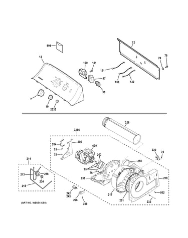 Backsplash, blower & motor assembly