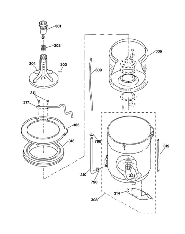 Tub, basket & agitator