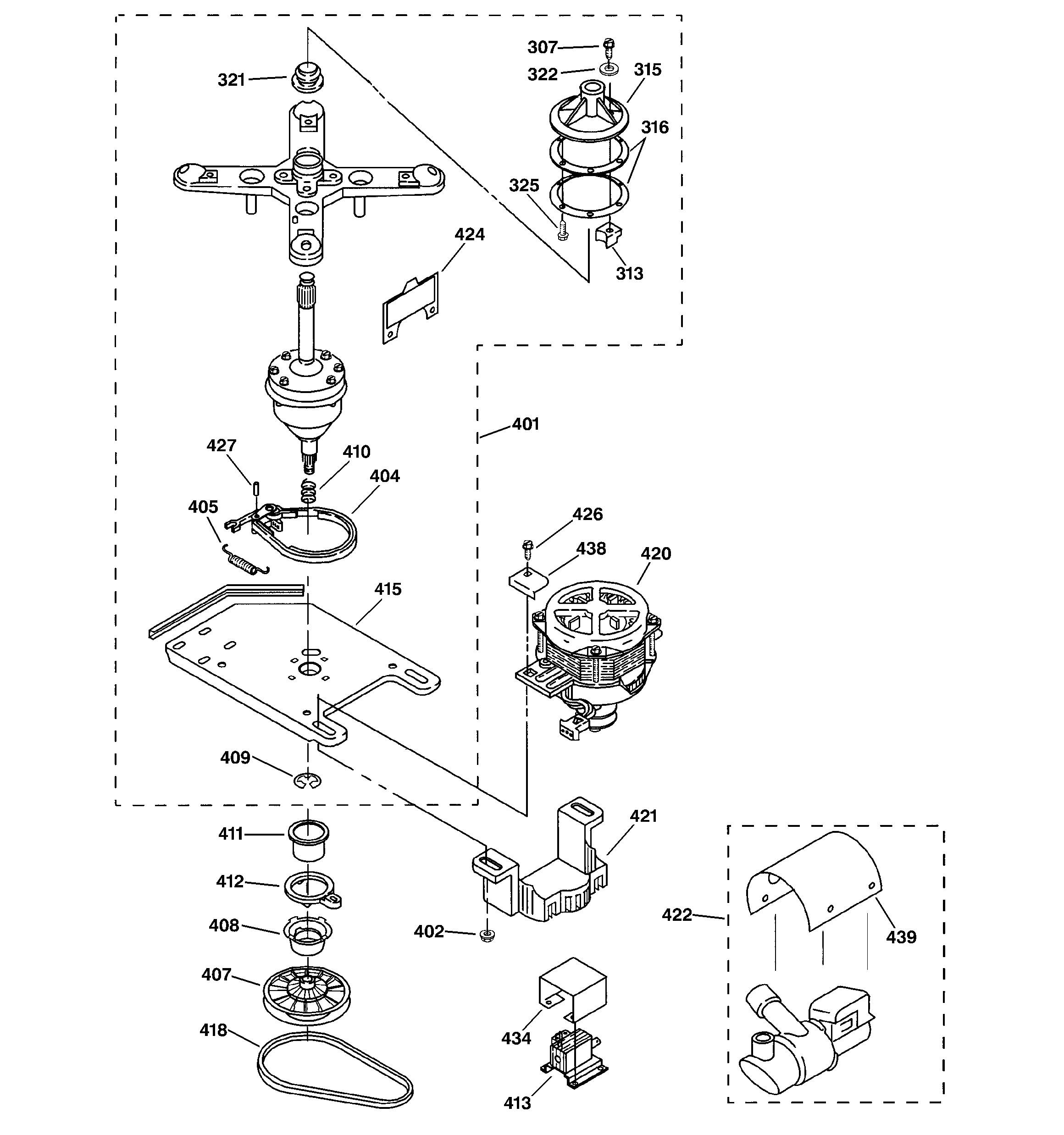 Brake, clutch, gearcase, motor & pu
