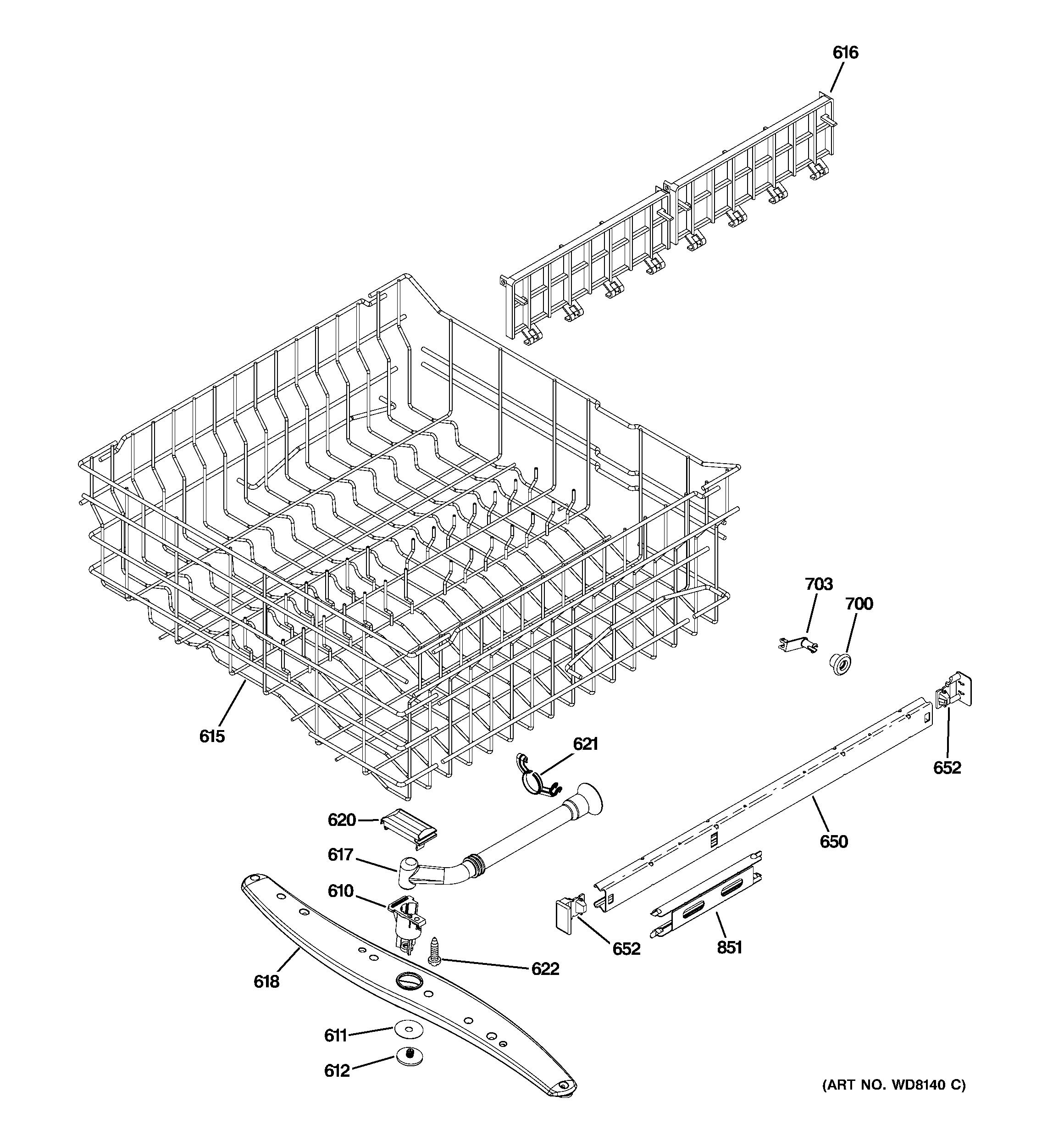 Upper rack assembly