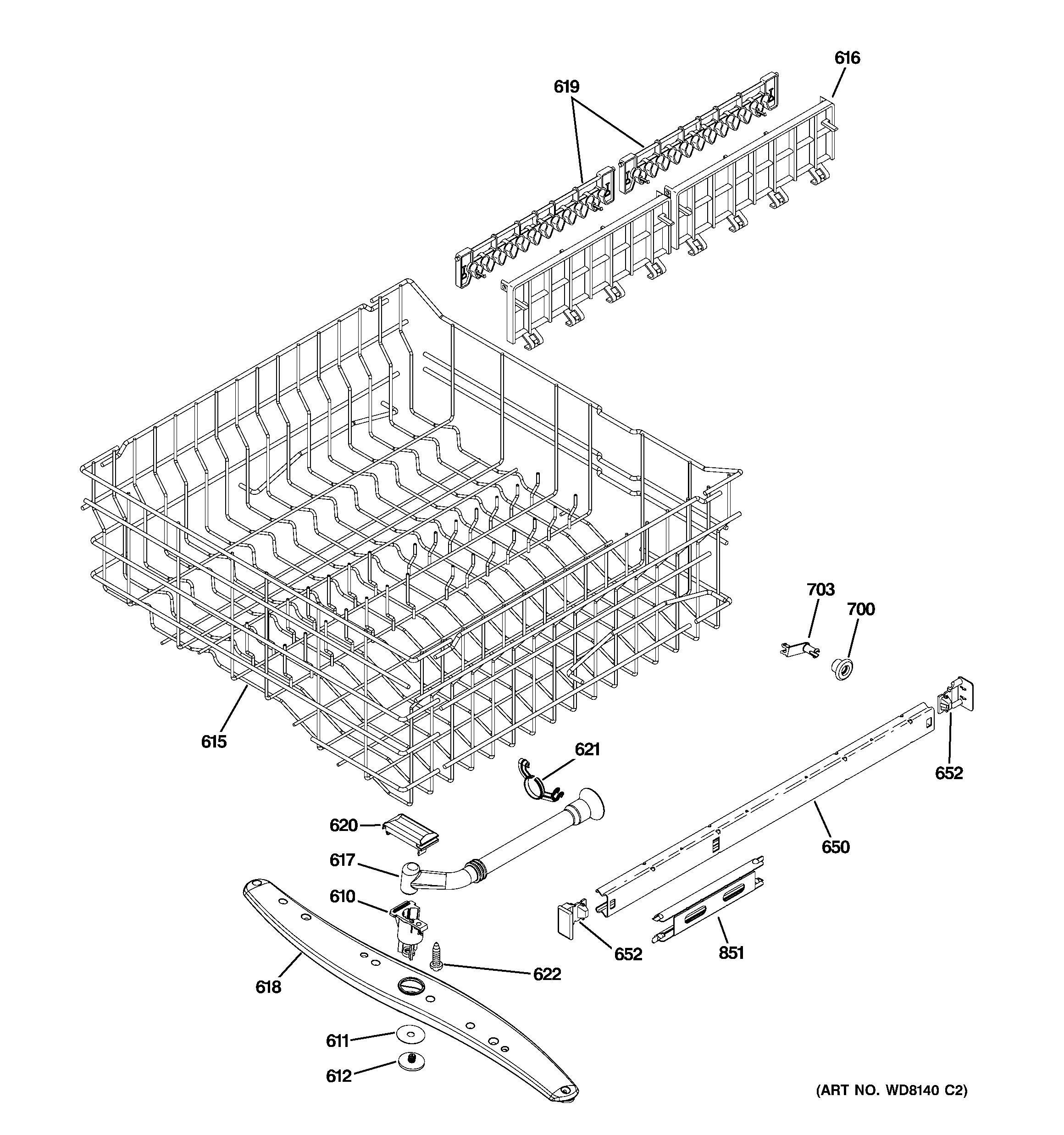 Upper rack assembly