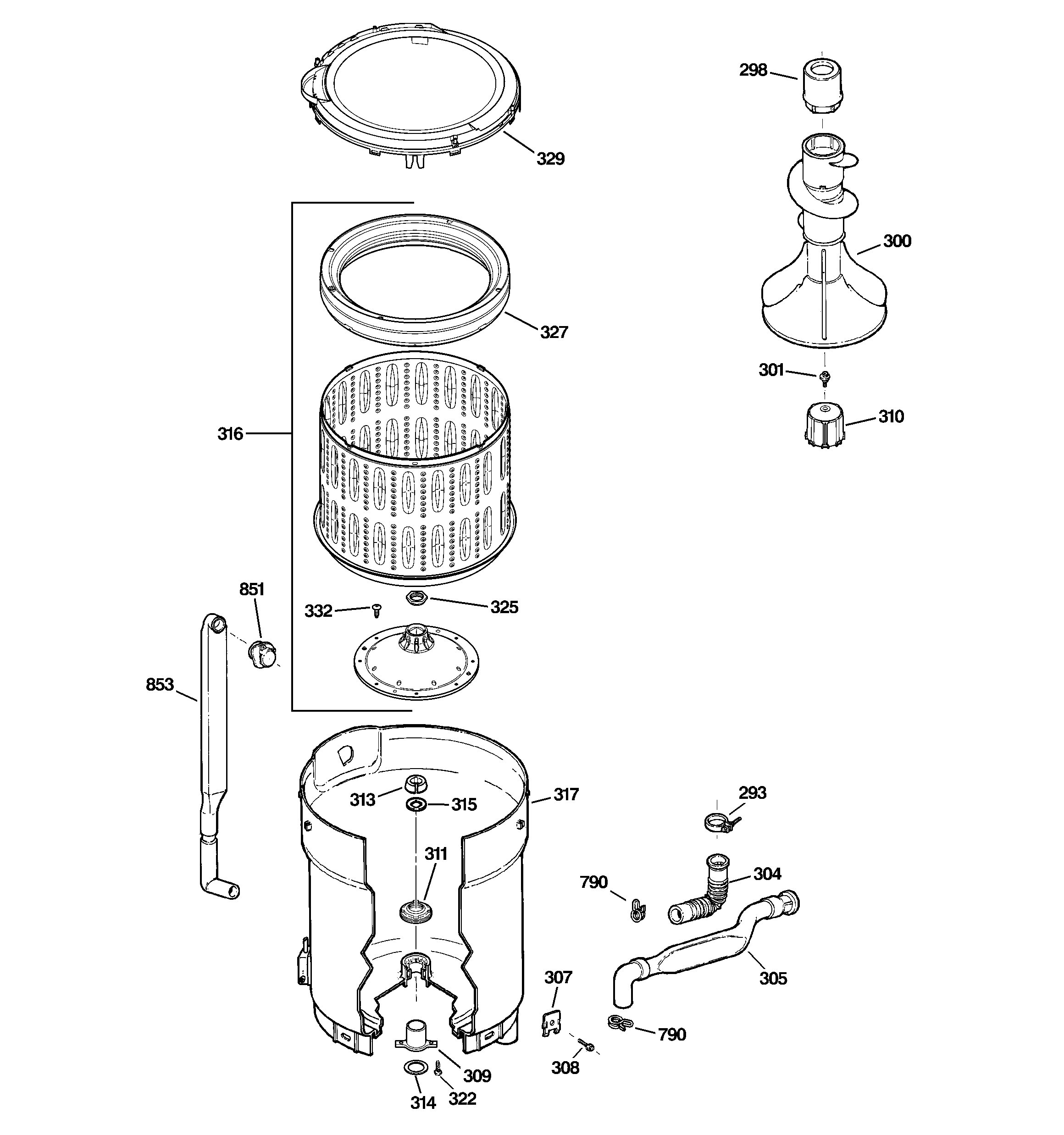 Tub, basket & agitator
