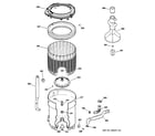 GE WHDSR417D0WW tub, basket & agitator diagram
