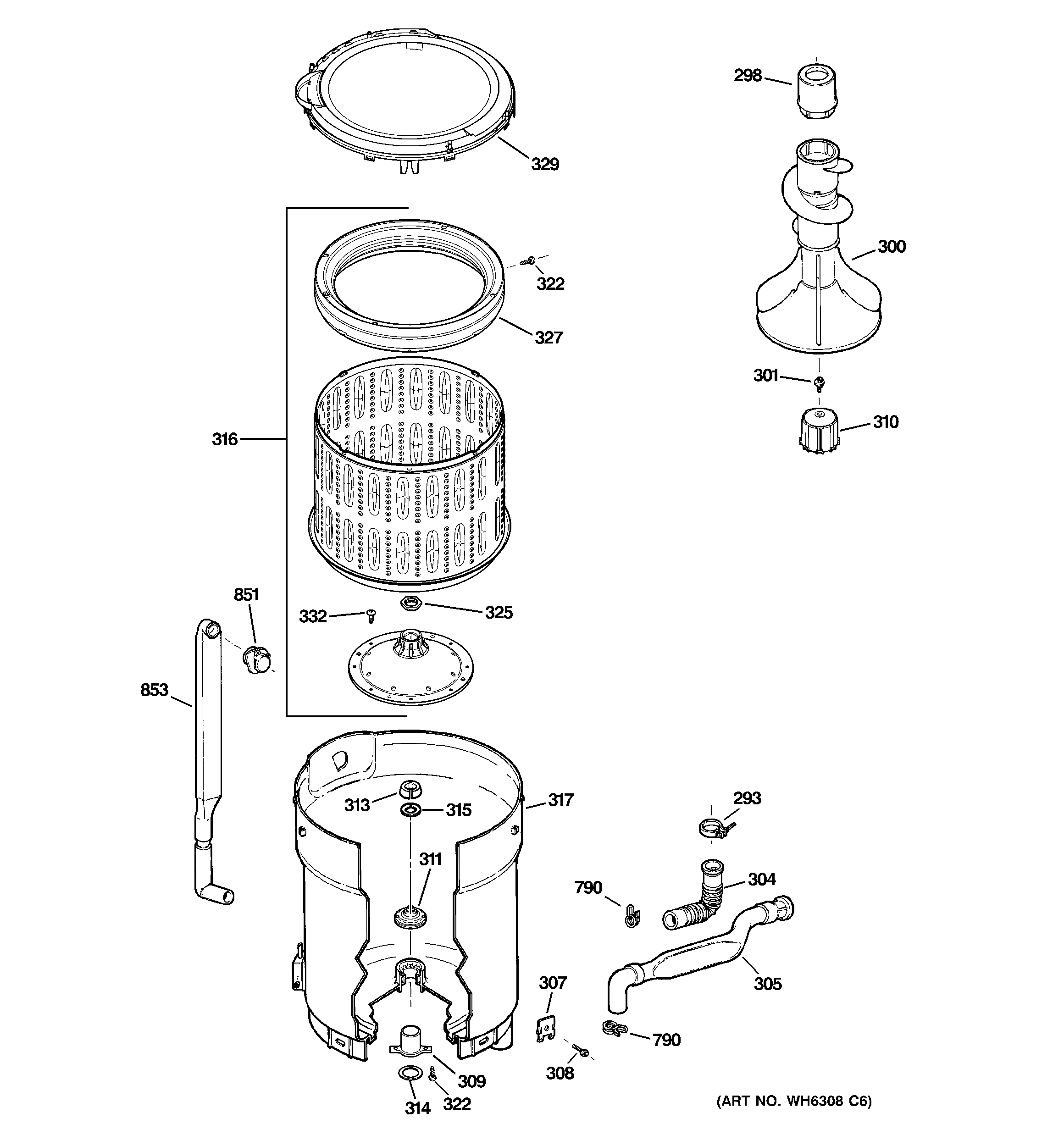 Tub, basket & agitator