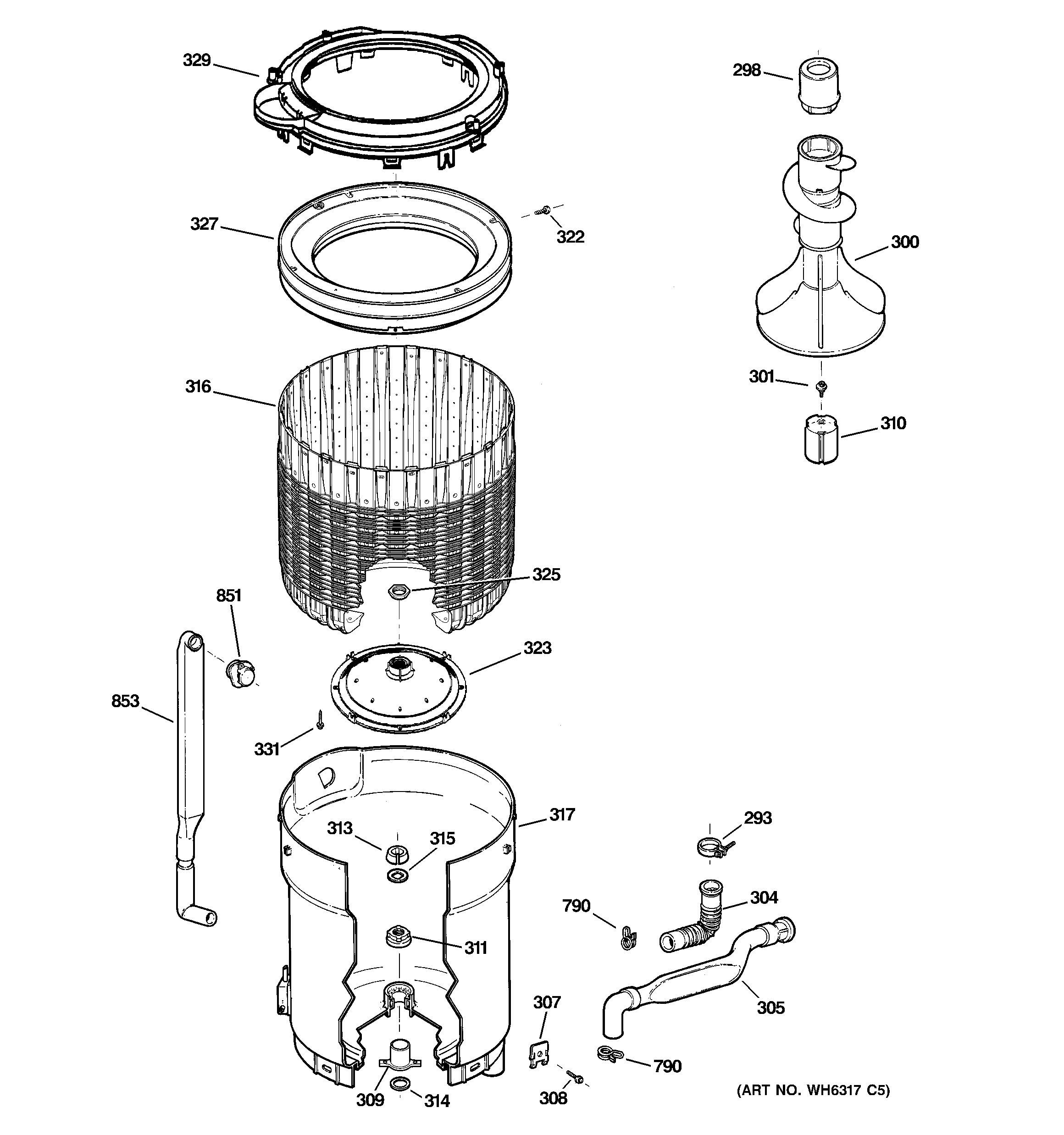 Tub, basket & agitator