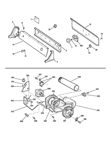 Controls, backsplash, blower & moto