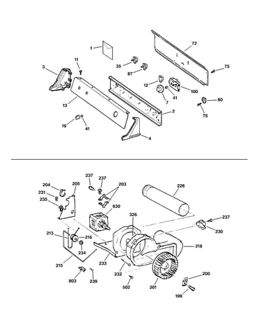 Controls, backsplash, blower & moto