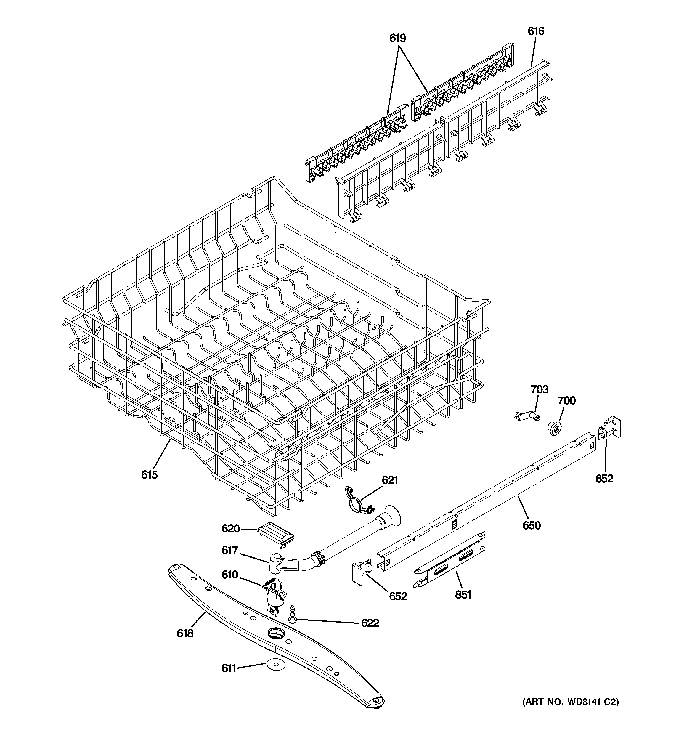 Upper rack assembly