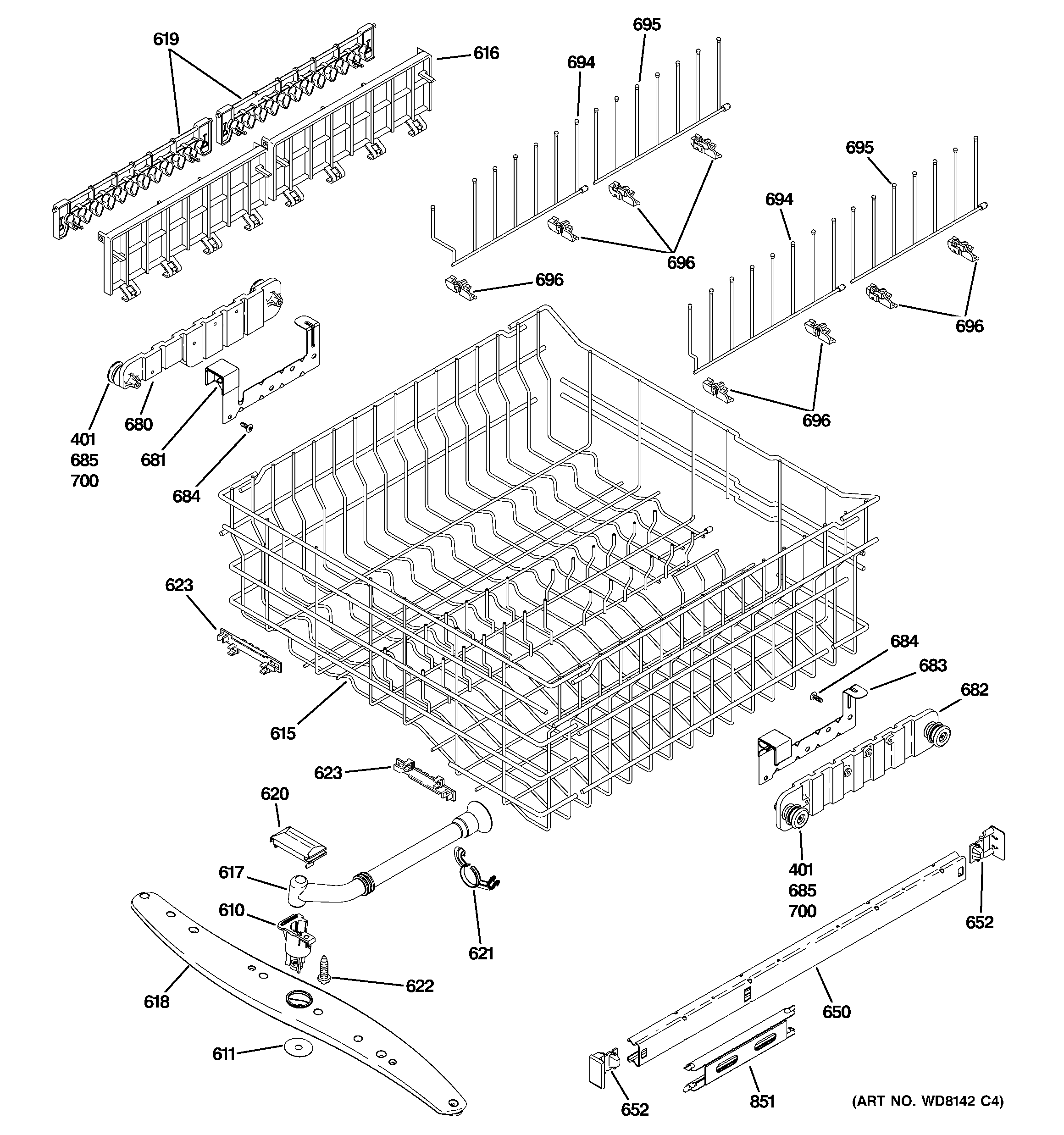 Upper rack assembly