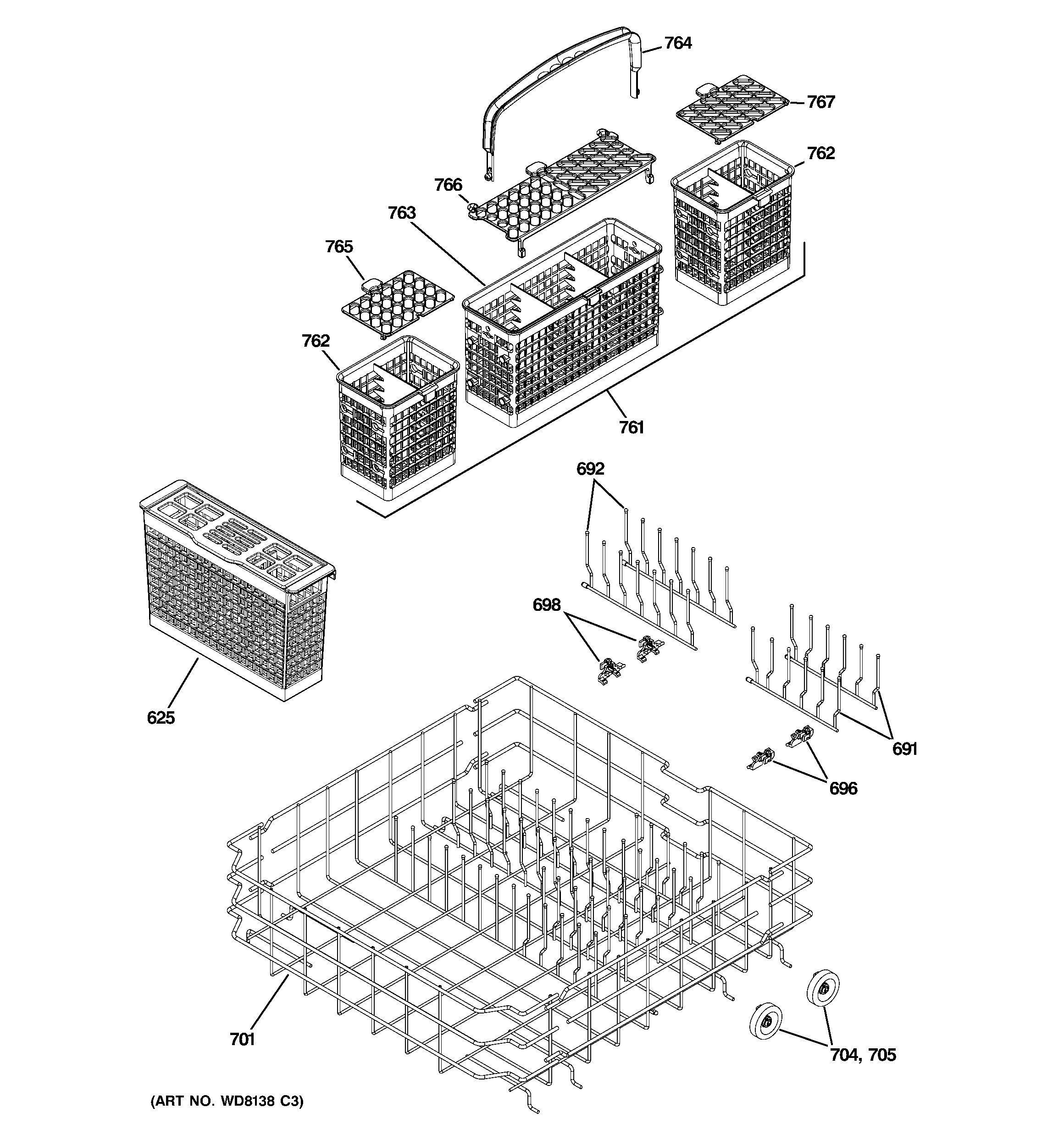 Lower rack assembly