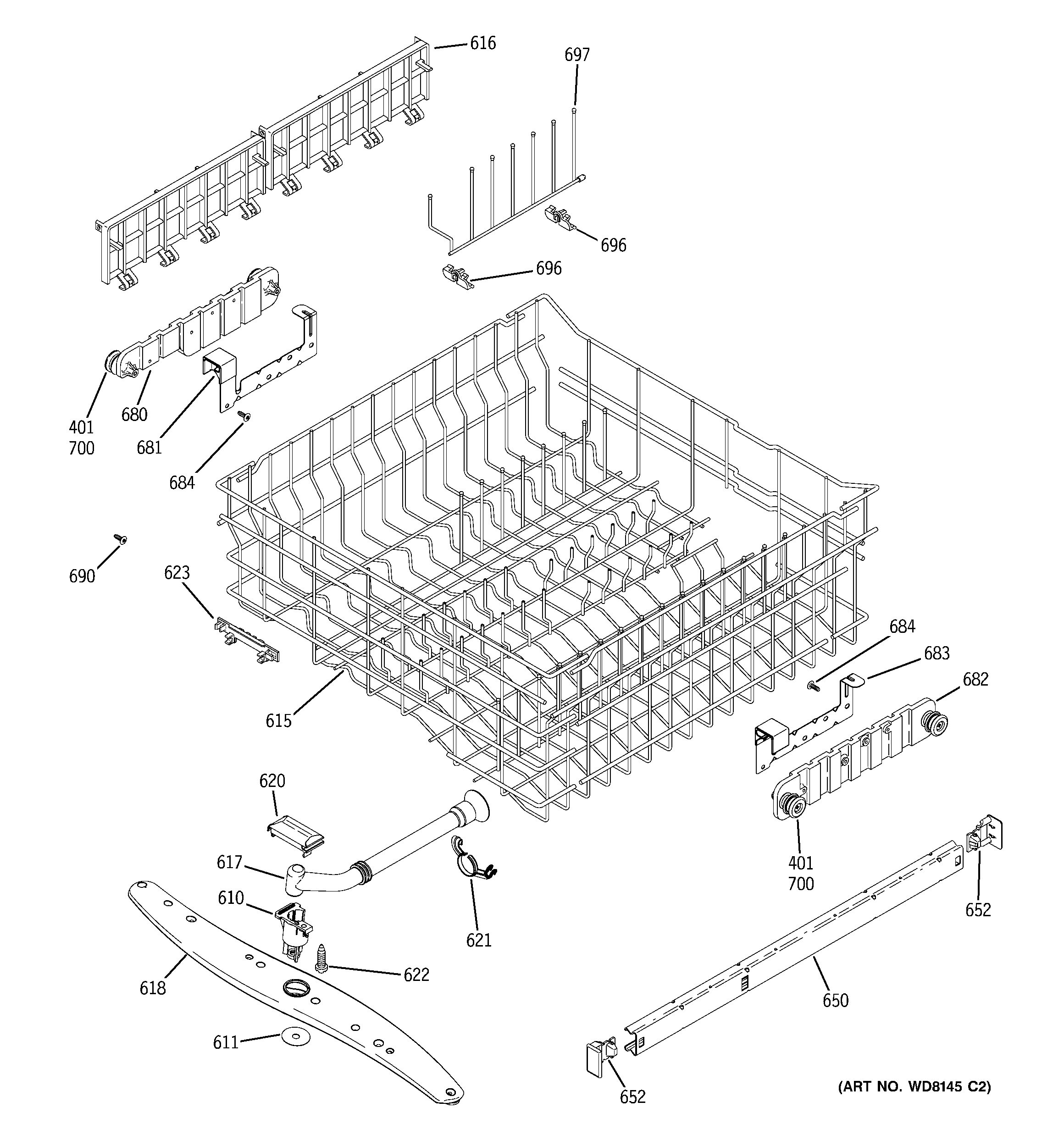 Upper rack assembly