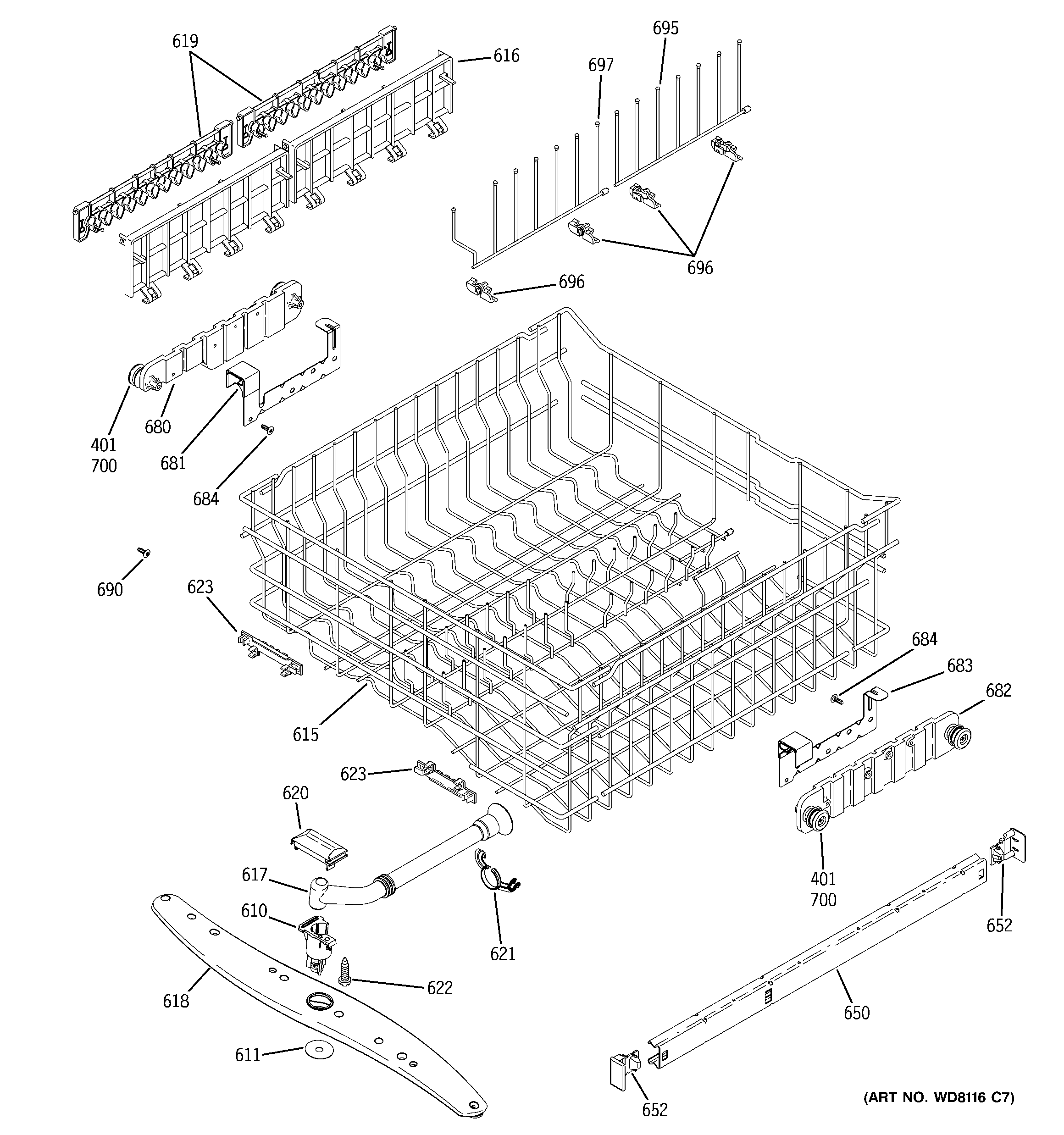Upper rack assembly
