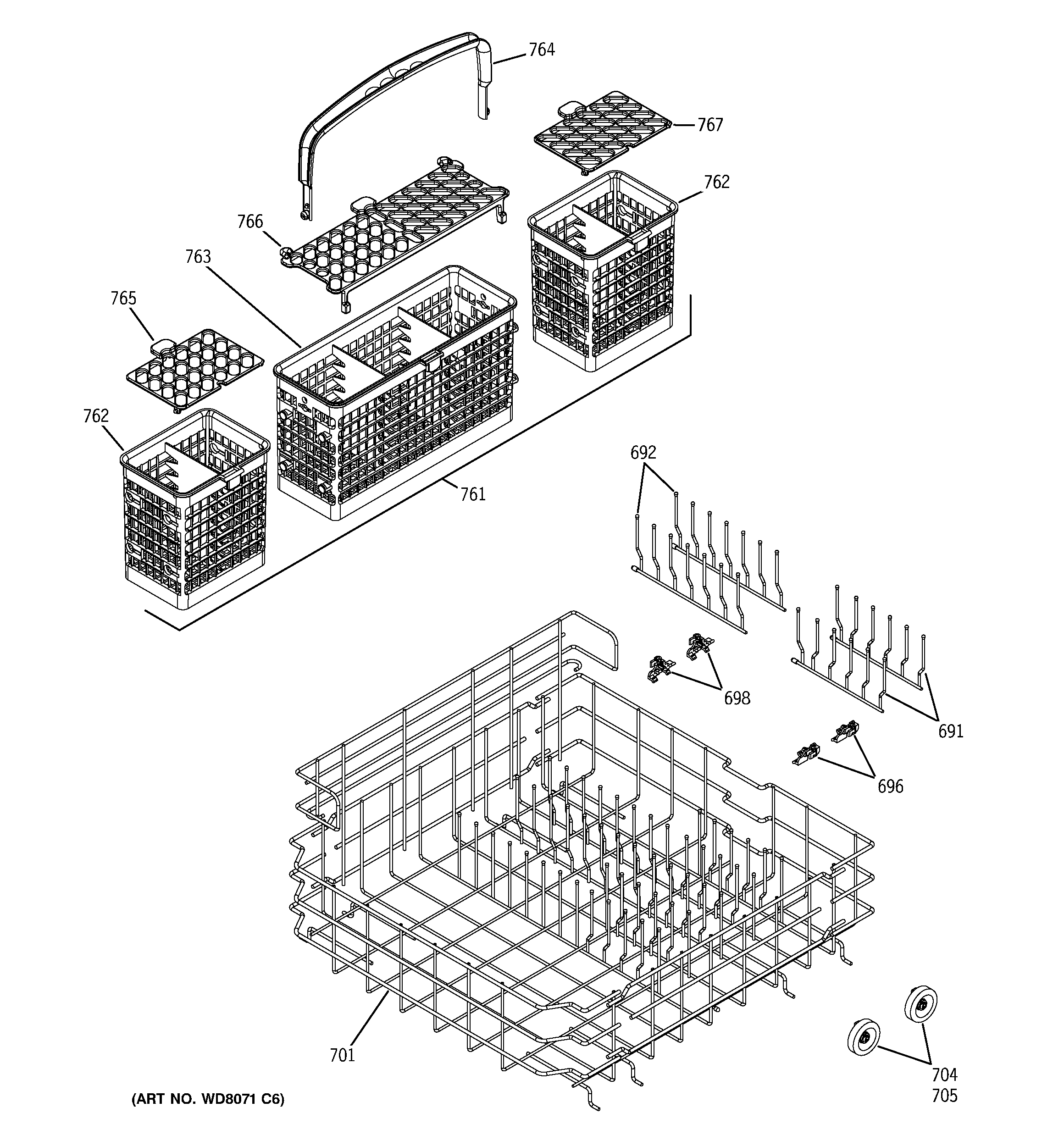 Lower rack assembly
