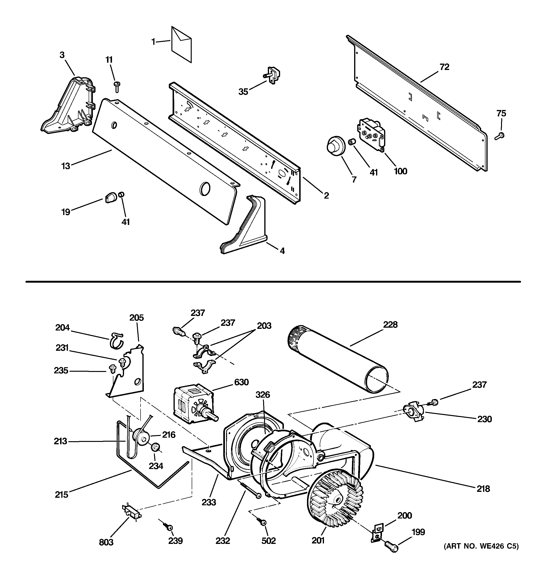 Controls, backsplash, blower & moto