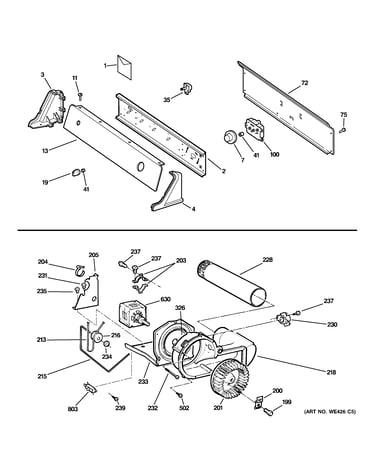 Controls, backsplash, blower & moto