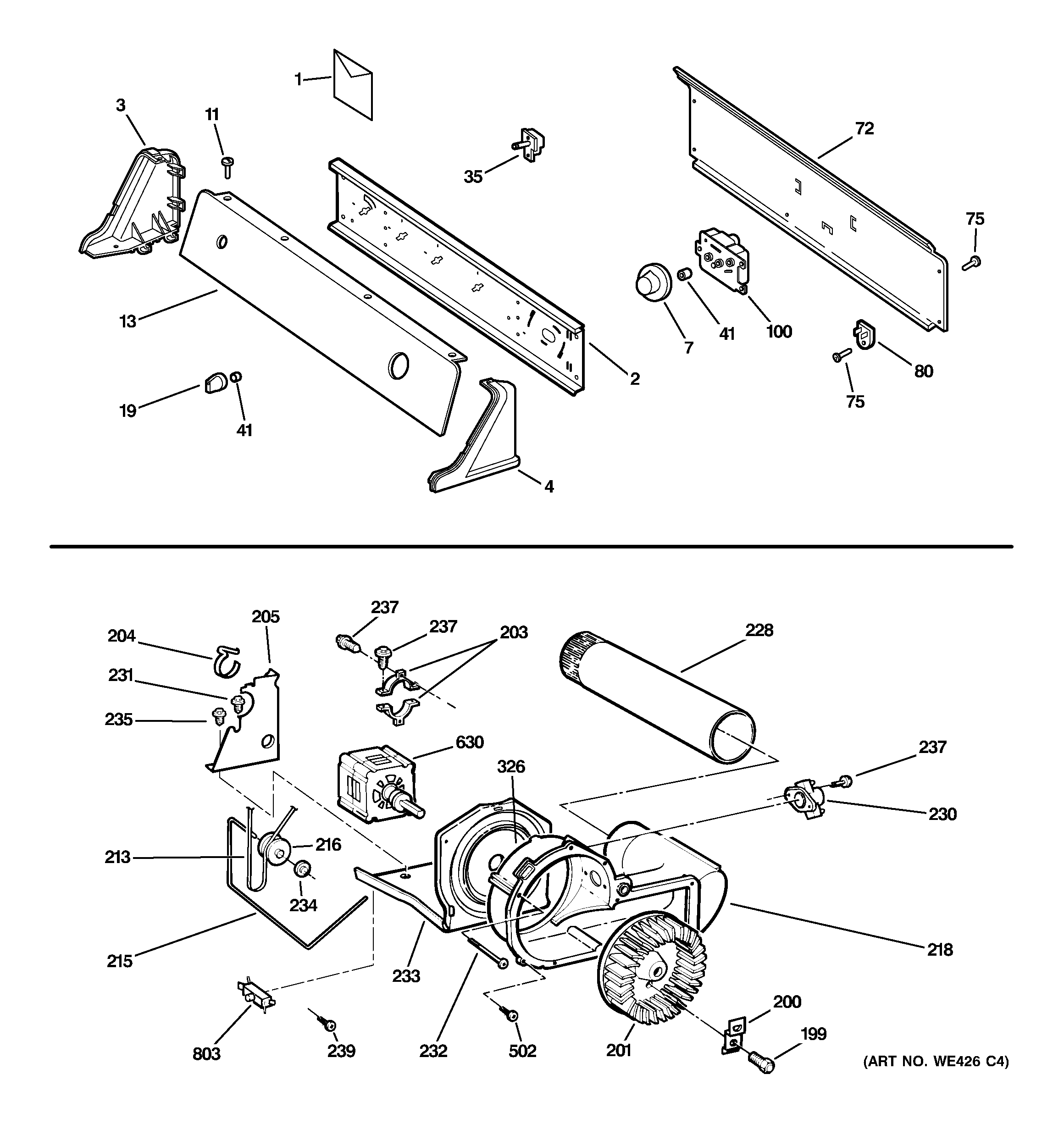 Controls, backsplash, blower & moto