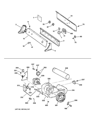 Controls, backsplash, blower & moto