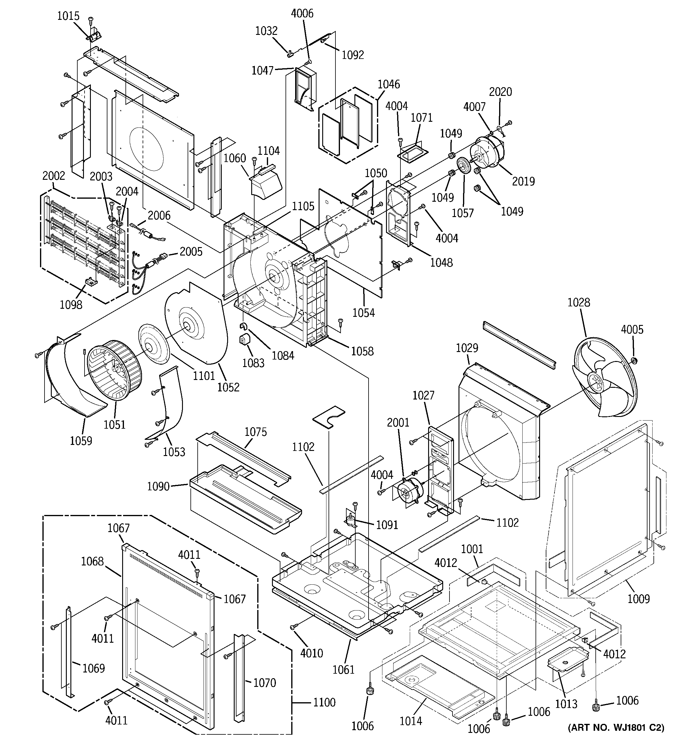 Motor, heater & base pan parts