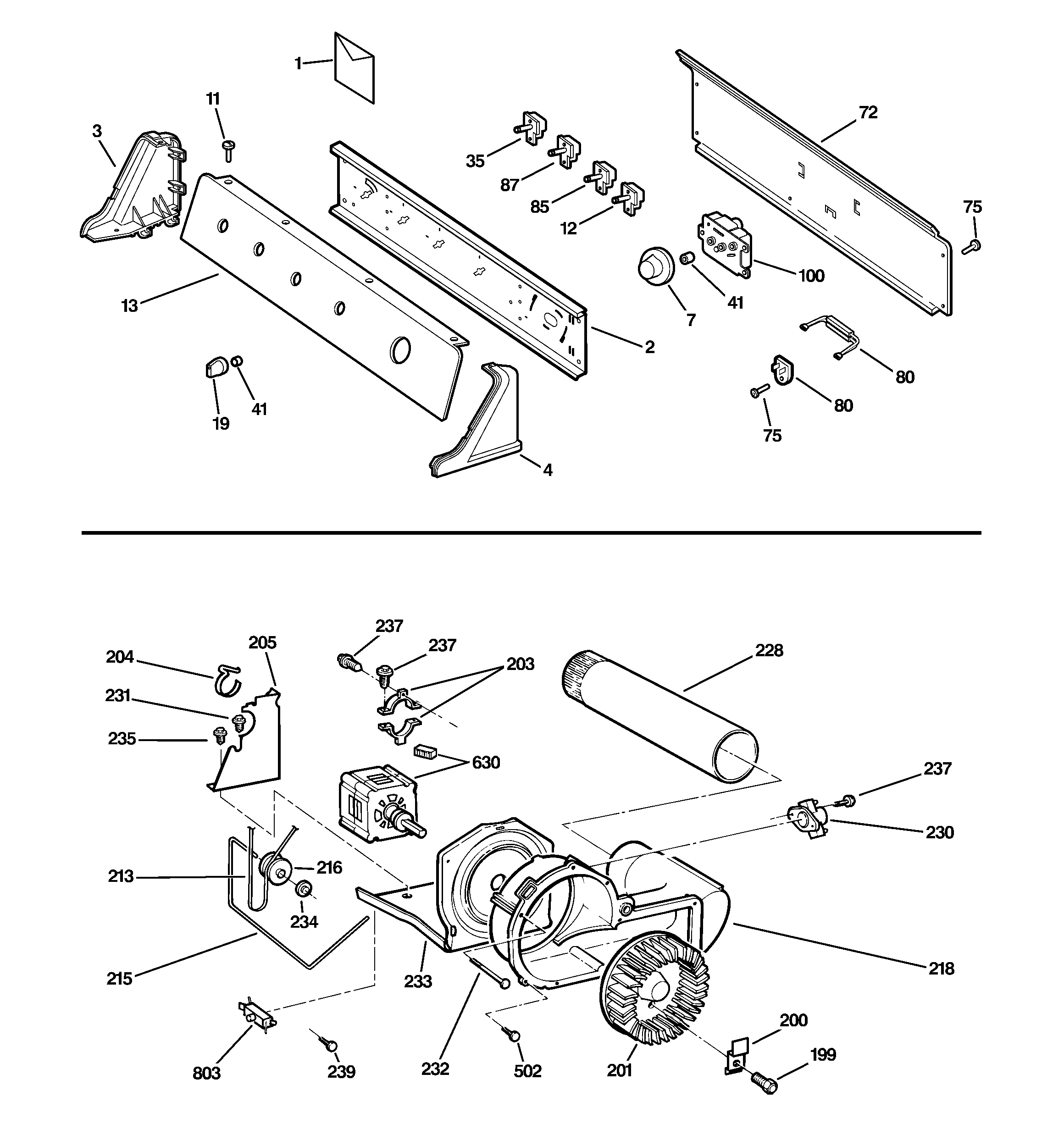 Controls, backsplash, blower & moto
