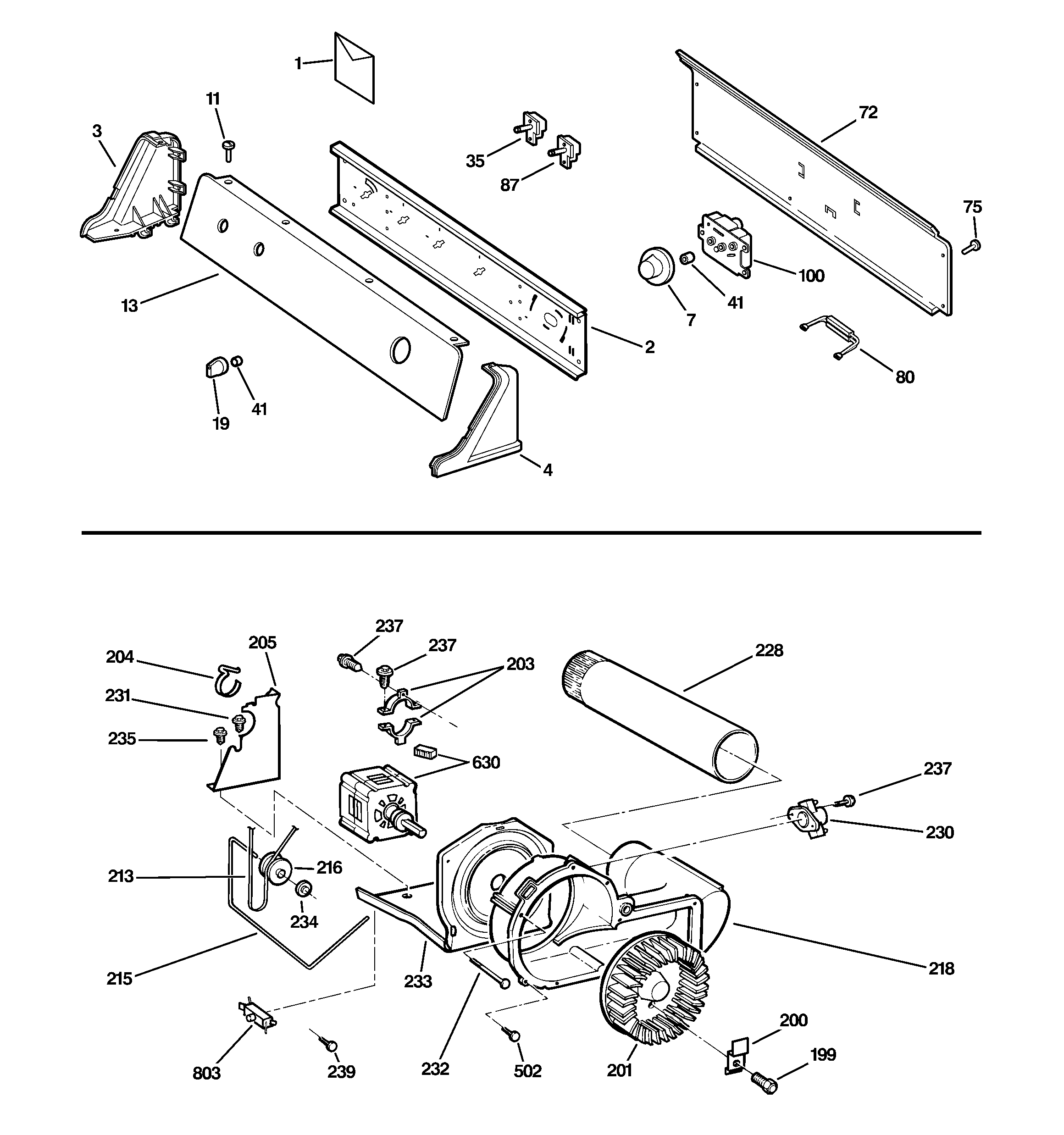 CONTROLS, BACKSPLASH, BLOWER & MOTO