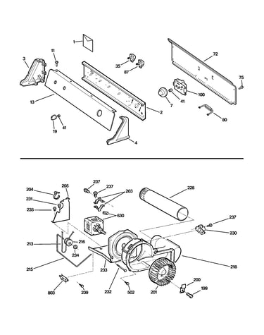 Controls, backsplash, blower & moto