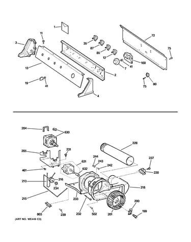 Controls, backsplash, blower & moto