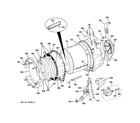 GE WBVH6240F0WW tub & motor diagram