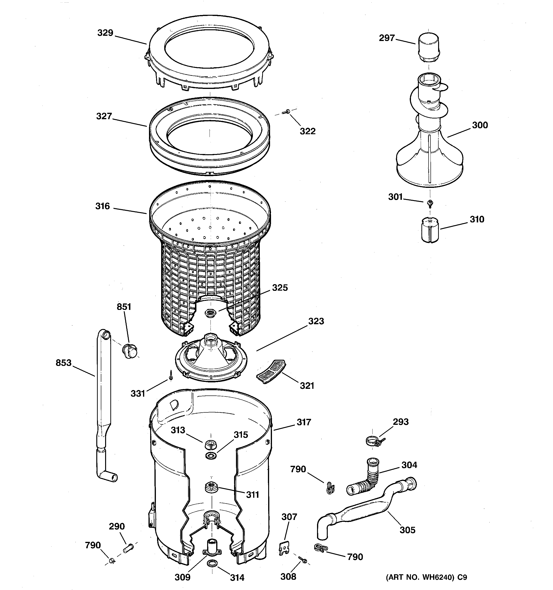 Tub, basket & agitator