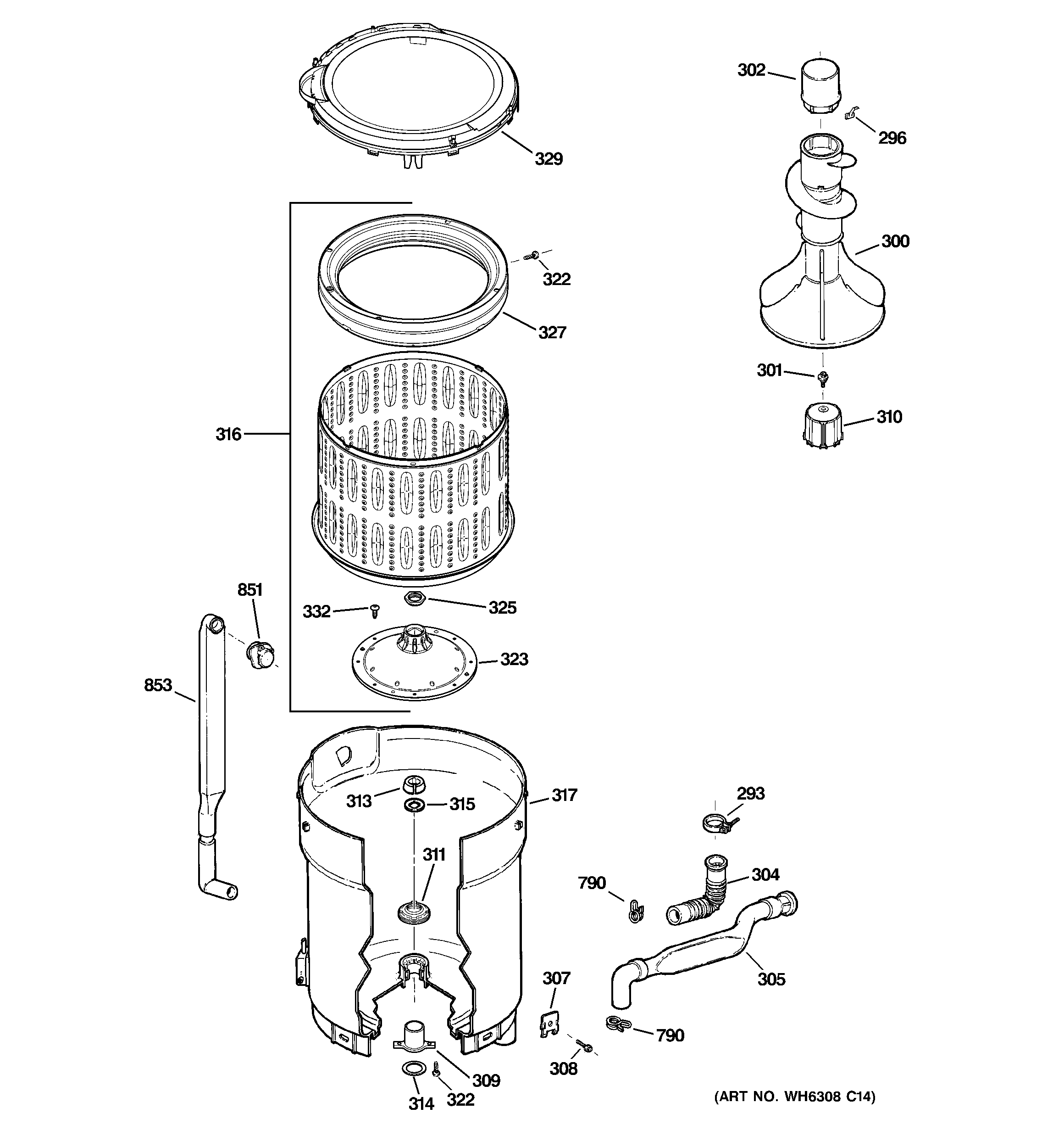 TUB, BASKET & AGITATOR