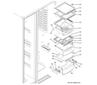 GE PSK27MGSECCC fresh food shelves diagram