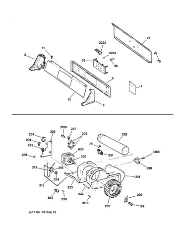 Backsplash, blower & motor assembly