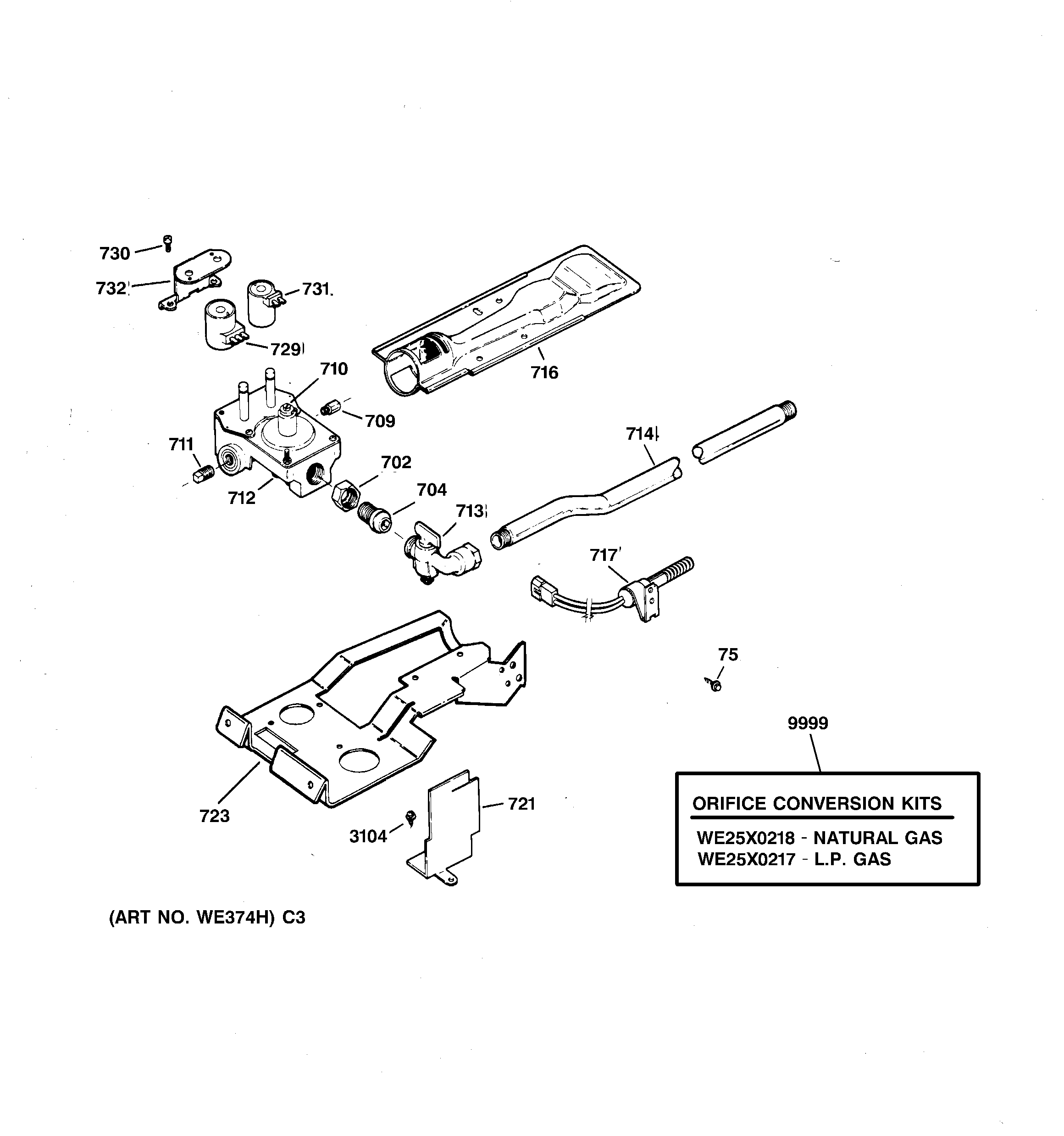 Gas valve & burner assembly