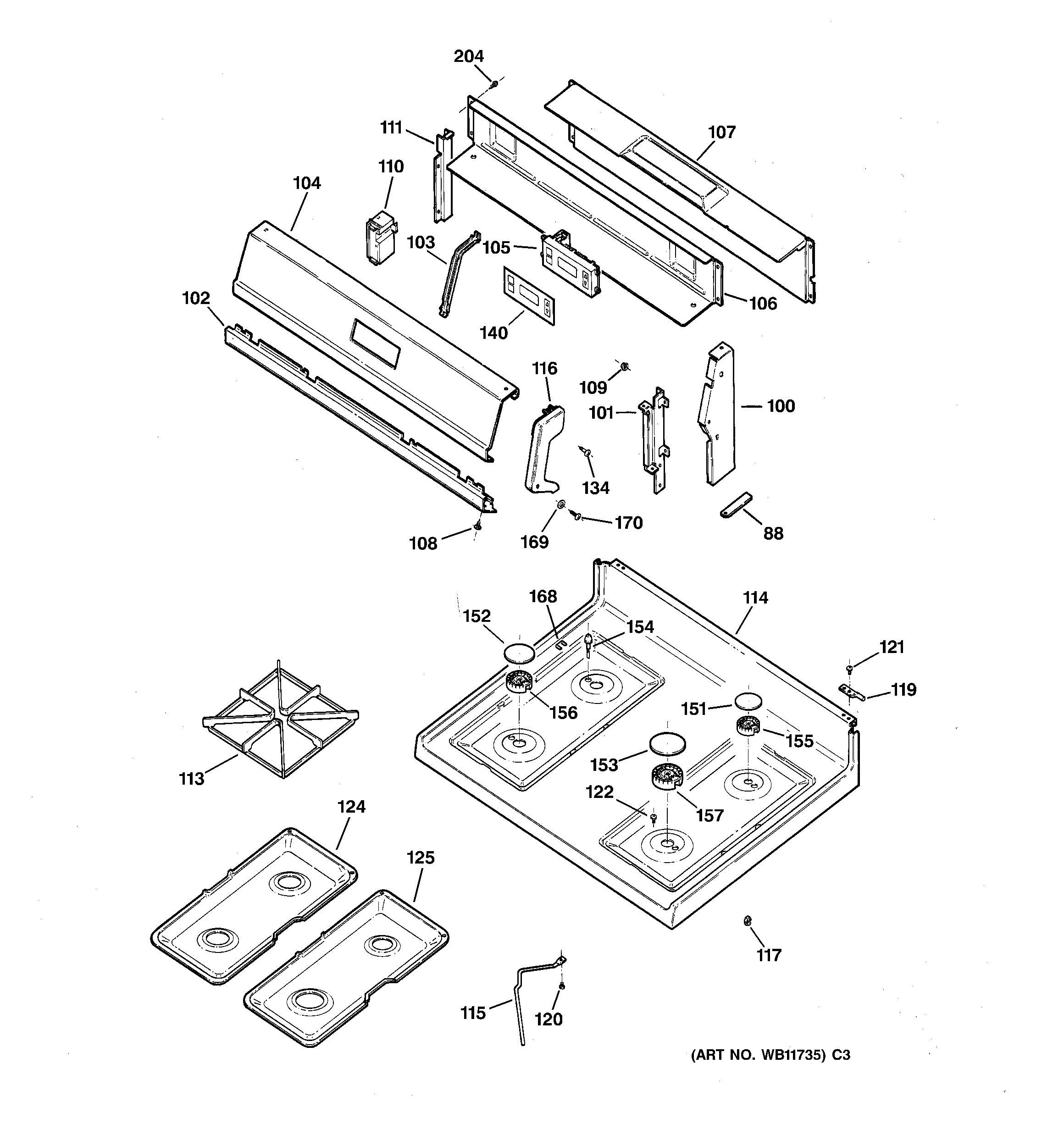 CONTROL PANEL & COOKTOP