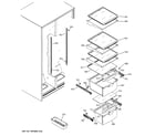 GE GSE25KETBFBB fresh food shelves diagram