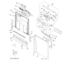 GE GLDL500N00WW escutcheon & door assembly diagram