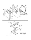 Front panel, door, gas valve & burner asm.