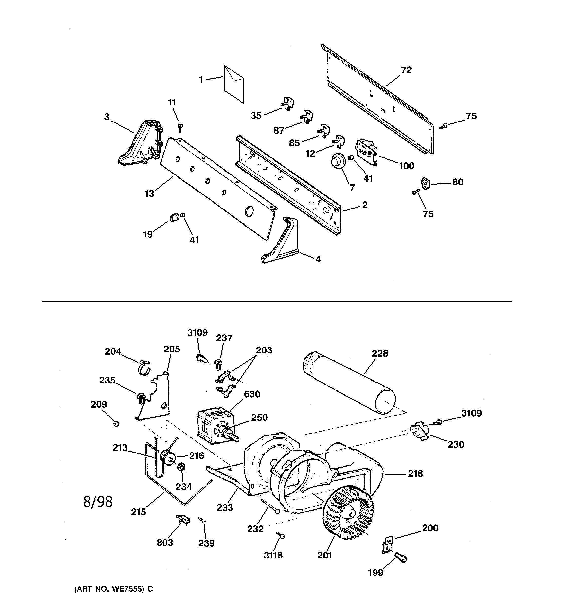 Backsplash, blower & motor