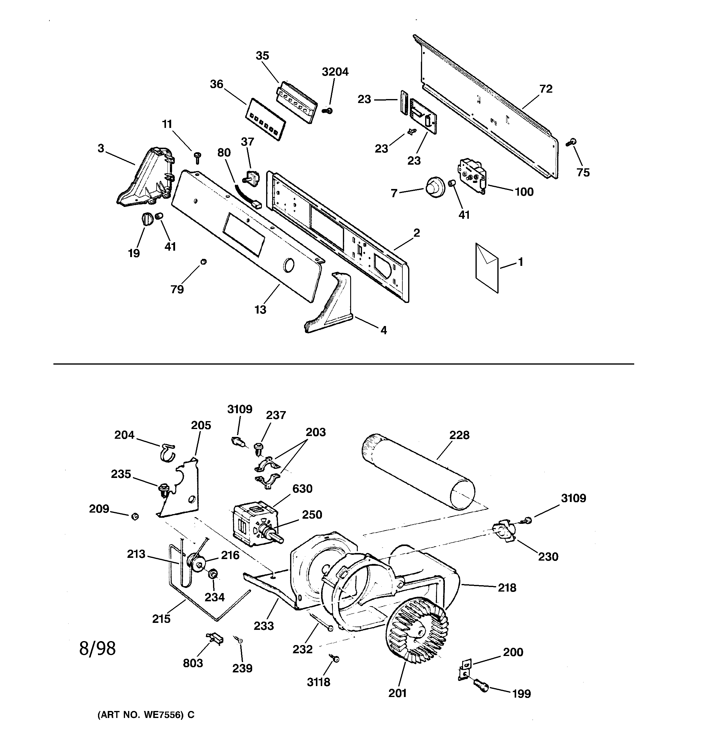 BACKSPLASH, BLOWER & MOTOR