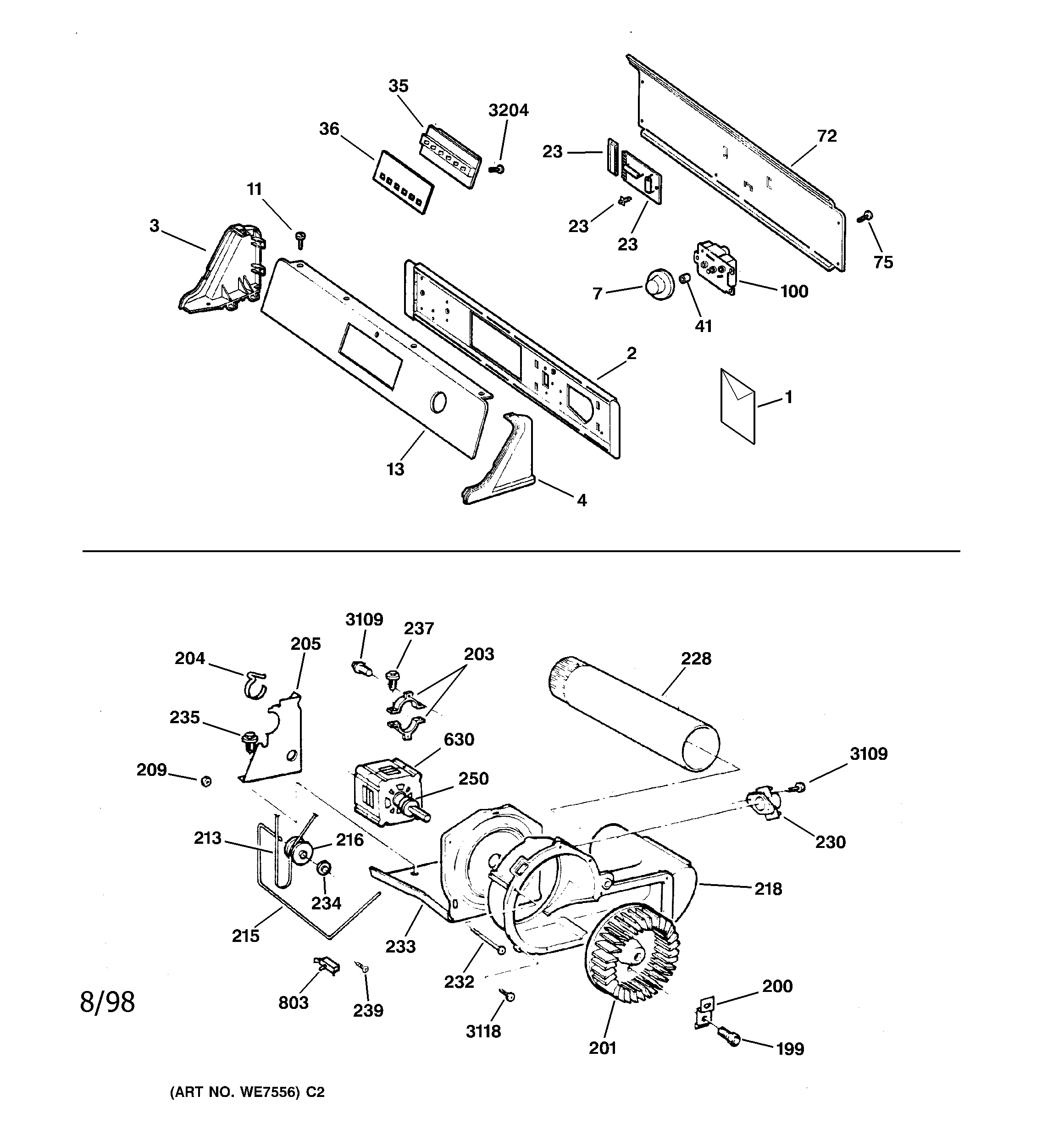 Backsplash, blower & motor