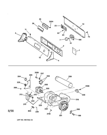Backsplash, blower & motor