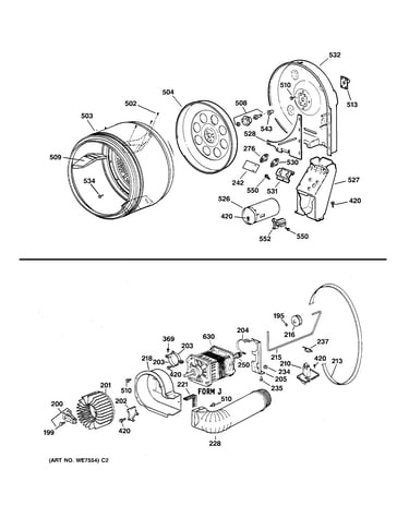 Drum, duct, blower & drive assembly