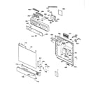 GE GSD3930C02WW escutcheon & door assembly diagram