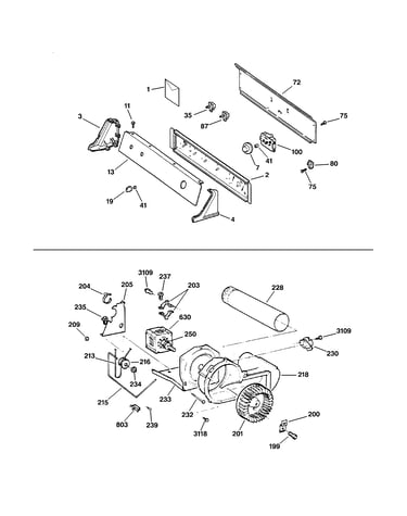 Backsplash, blower & drive assembly