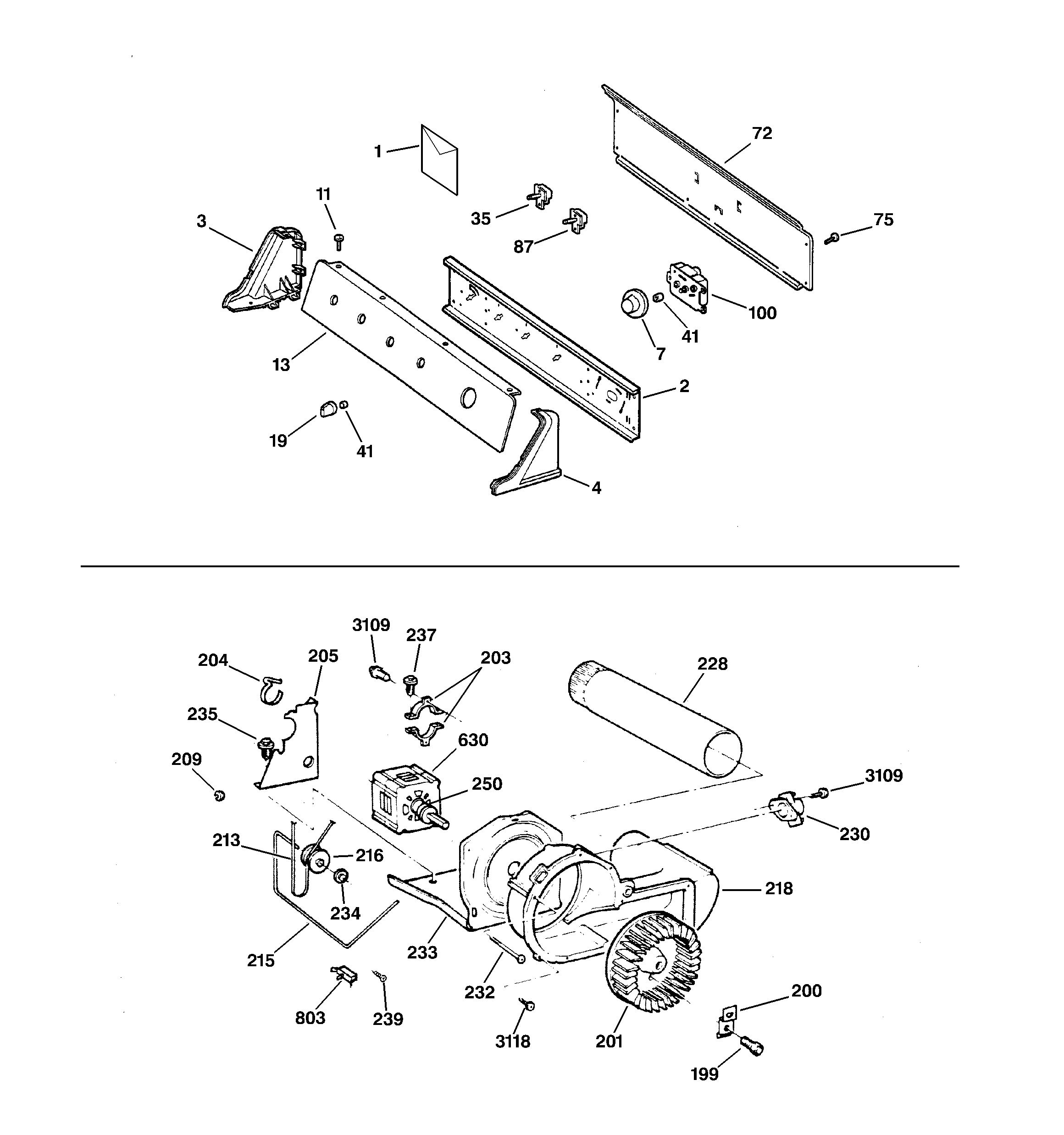 BACKSPLASH, BLOWER & MOTOR