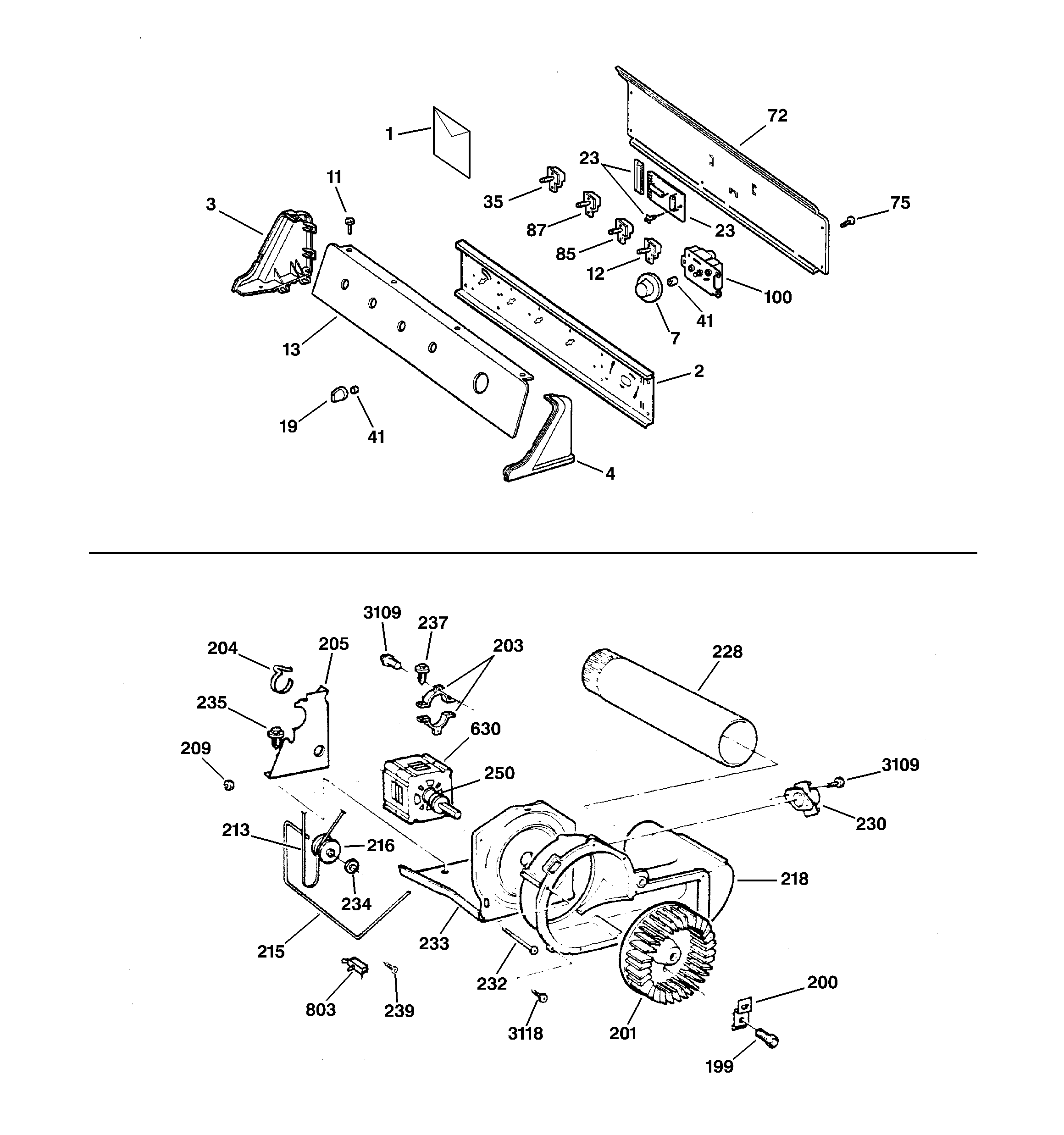 BACKSPLASH, BLOWER & MOTOR